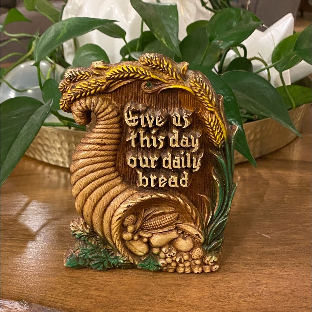 Vtg 1958 Multi Products Napkin Holder Give Us This Day Prayer Cornucopia USA